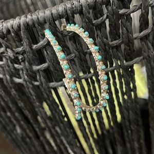 Genuine Turquoise and Silver Hoops